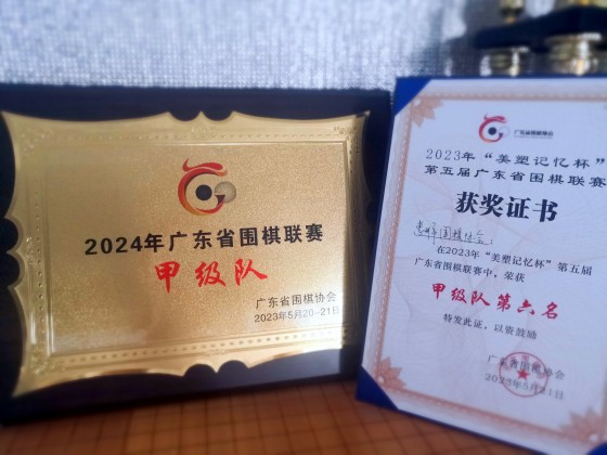 蟬聯廣東省圍棋聯賽“甲級隊”資格